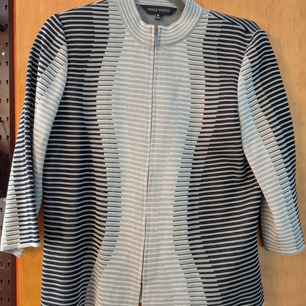 Ming Wang Monochrome Wave Pattern Jacket - image 1